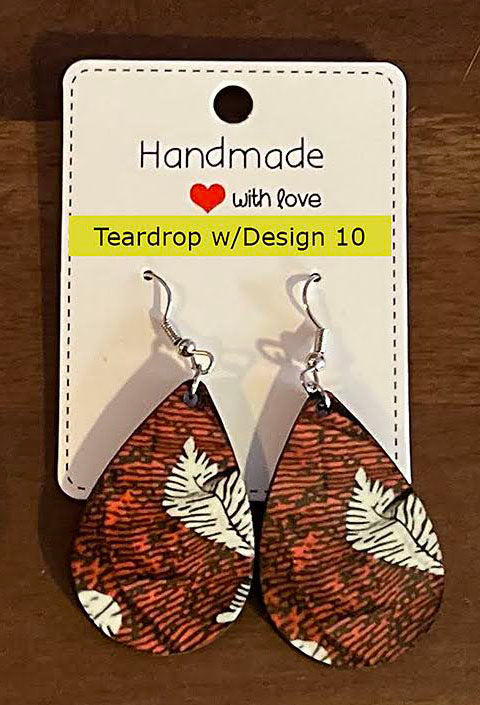 Teardrop Shape with Design 10 Customized earrings