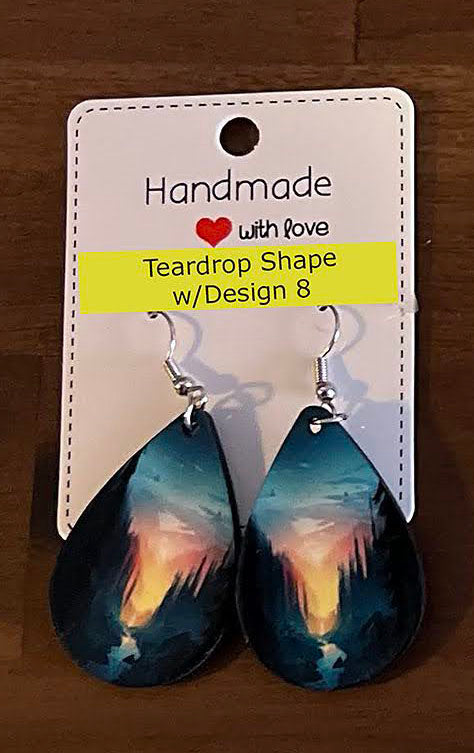 Teardrop Shape with Design 8 Customized earrings