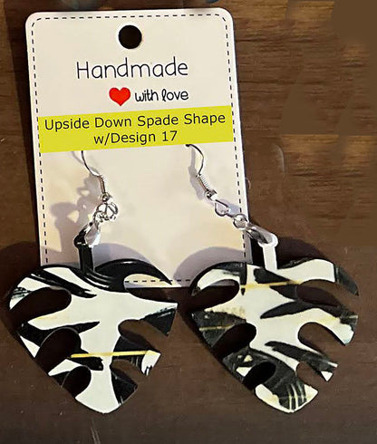 Upside Down Spade Shape with Design 17 Customized earrings