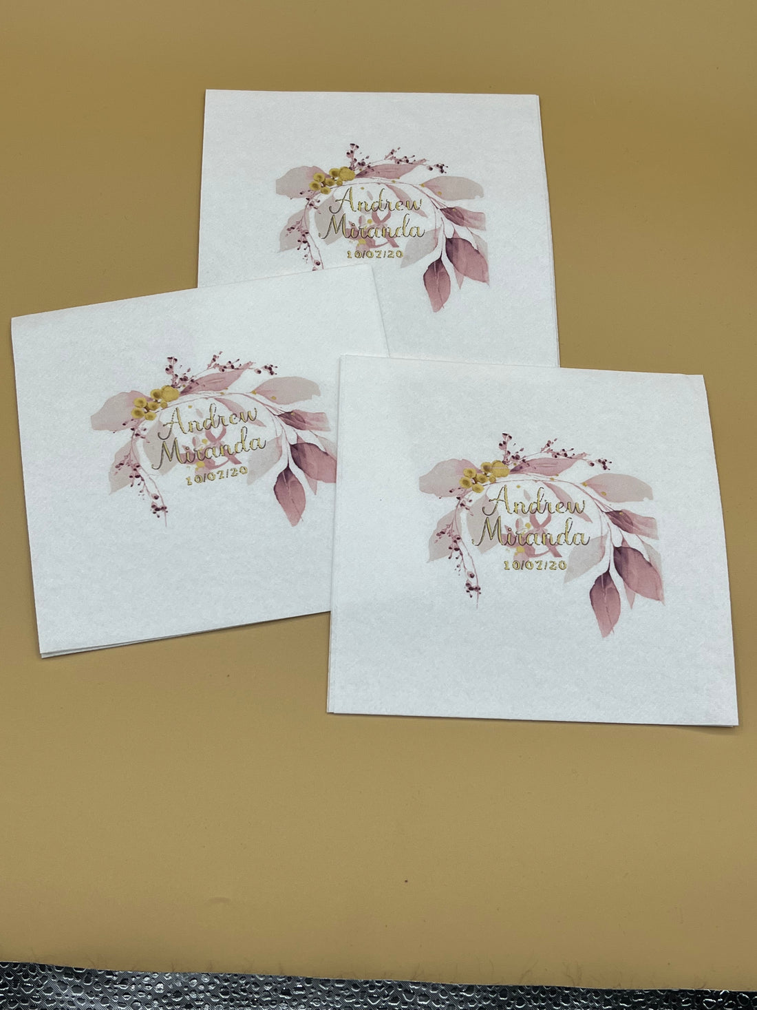 Linen-Feel Napkins with Design for Wedding