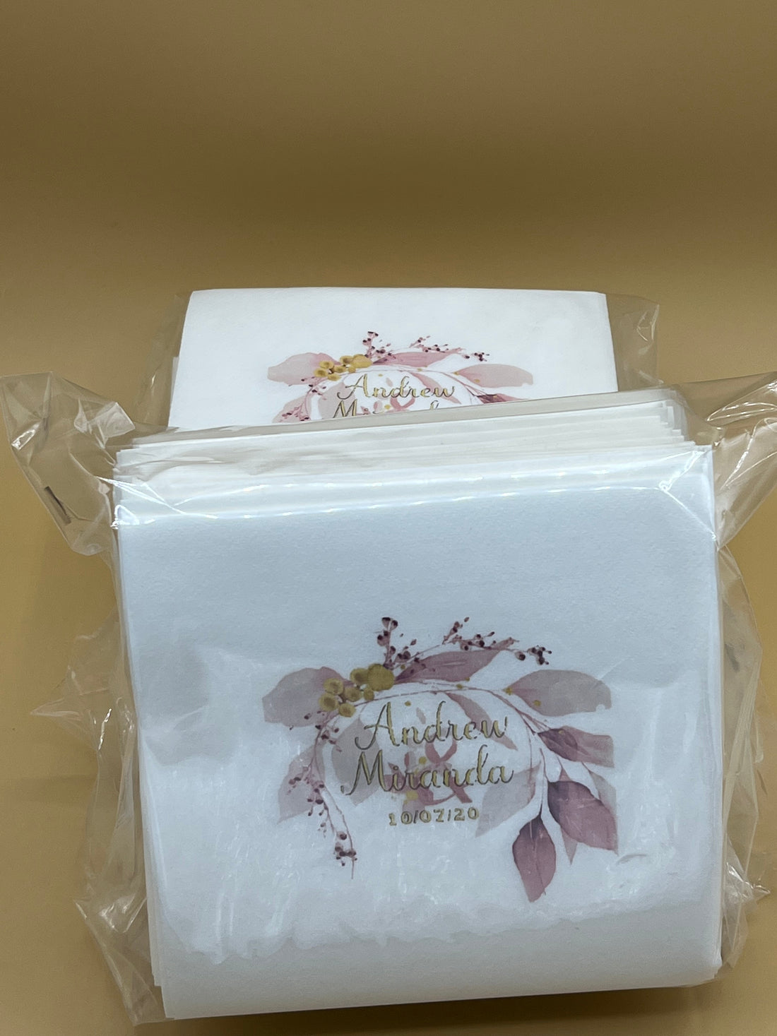 Linen-Feel Napkins with Design for Wedding
