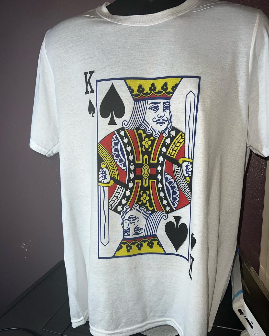 T-Shirt with King of Spades Graphic Design also with nutrition facts on the back