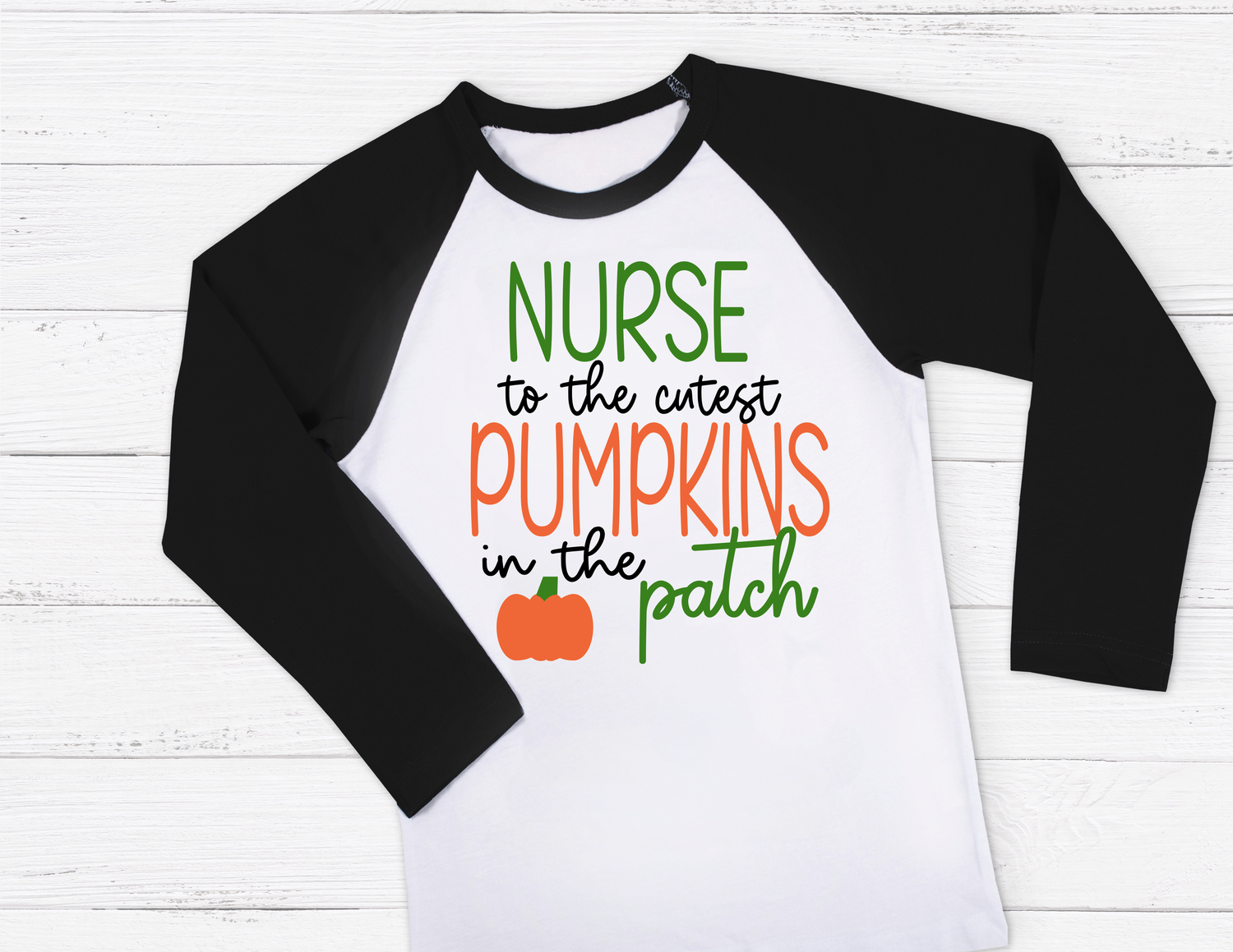 Baseball Jersey Tee  Nurse Cute Pumpkin Design